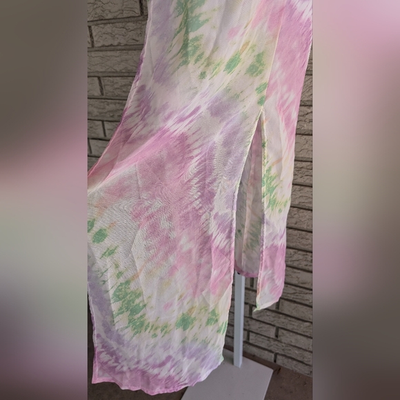 Boohoo Maxi Tie Dye Kimono Neon Colors Sheer Small EUC - Picture 4 of 12